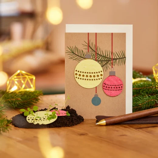 TARJETA FELICITACIÓN -Bolas de Navidad