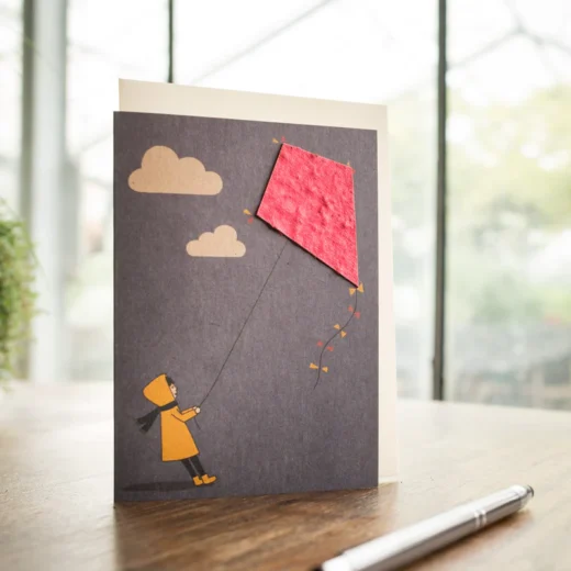 TARJETA FELICITACIÓN -Cometas en el viento