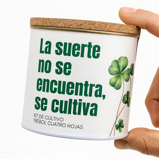 MACETA EN LATA - Trébol cuatro hojas